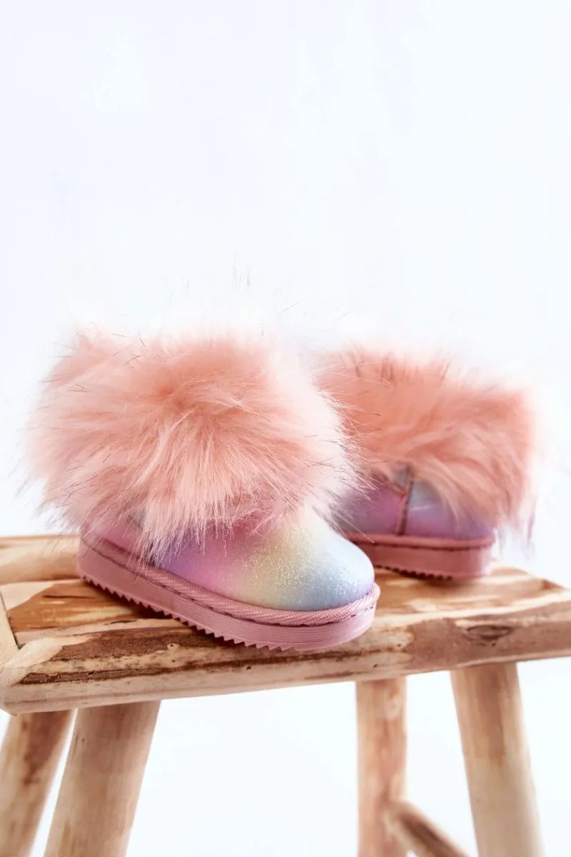 Dziewczęce>Boto Dziecięce Botki Śniegowce Z Futerkiem Wielokolorowe Ariana Wielokolorowy