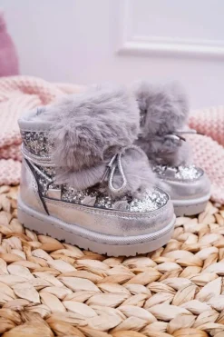 Best Boto Dziecięce Botki Śniegowce Z Futerkiem Srebrne Minnie Mouse