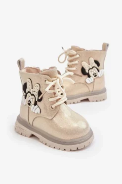 Dziewczęce>Boto Dziecięce Botki Ocieplane Myszka Minnie Beżowe Tarmi