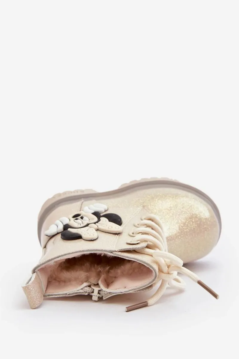 Dziewczęce>Boto Dziecięce Botki Ocieplane Myszka Minnie Beżowe Tarmi