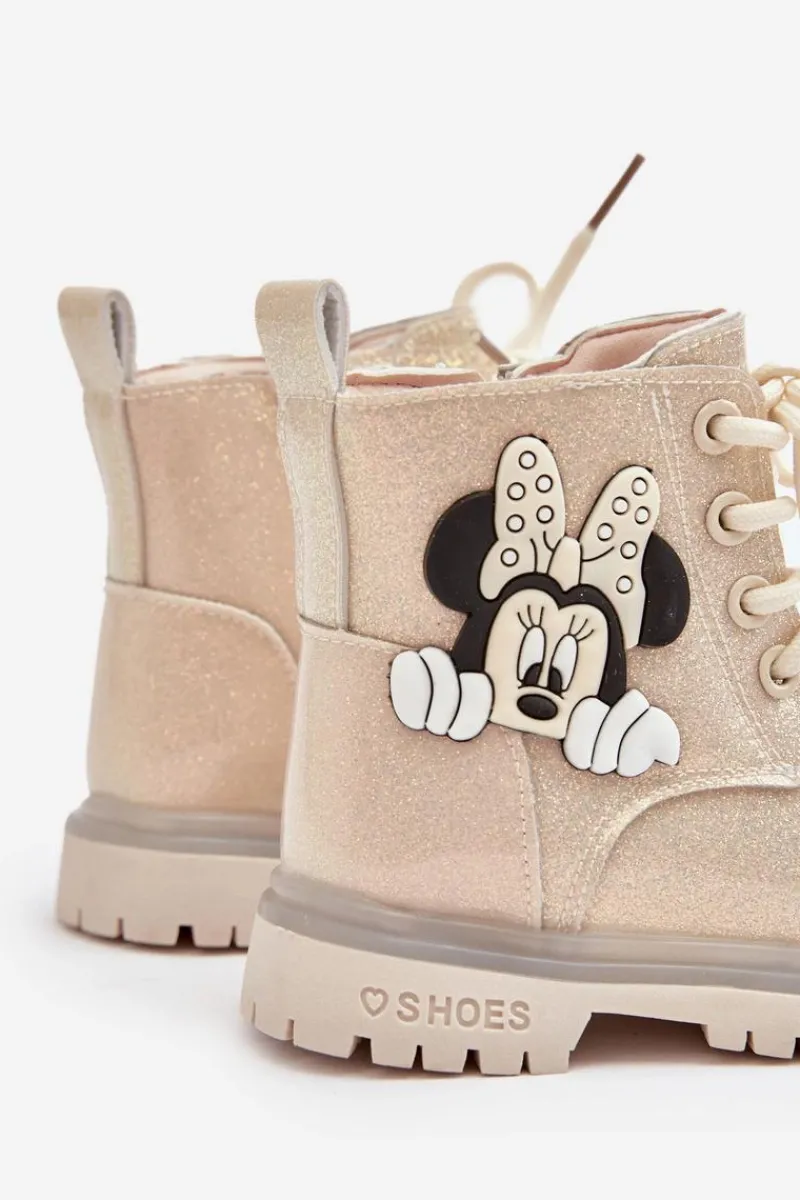 Dziewczęce>Boto Dziecięce Botki Ocieplane Myszka Minnie Beżowe Tarmi