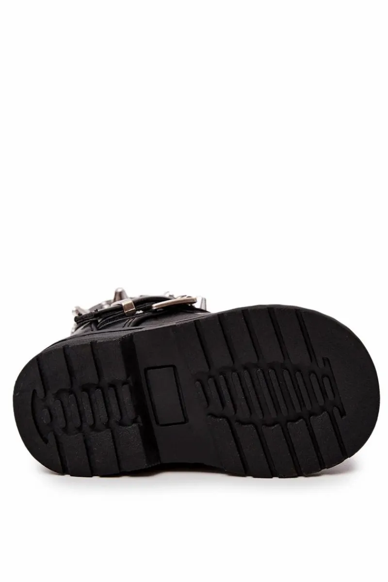 Online Dziecięce Botki Ocieplane Futerkiem Czarne Flossie Dzieci Dziewczęce