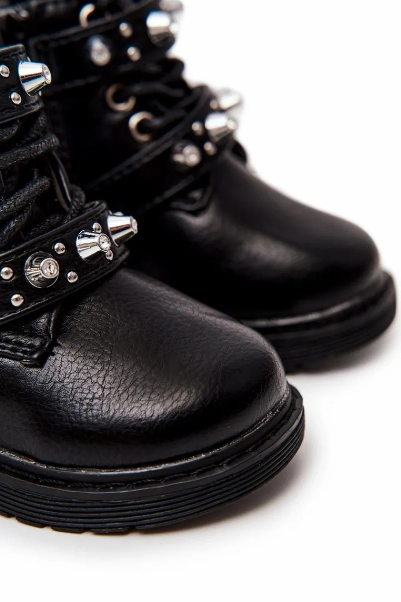 Online Dziecięce Botki Ocieplane Futerkiem Czarne Flossie Dzieci Dziewczęce