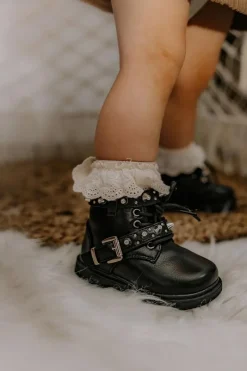 Online Dziecięce Botki Ocieplane Futerkiem Czarne Flossie Dzieci Dziewczęce