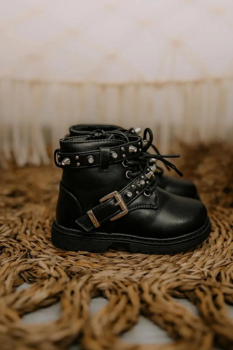 Online Dziecięce Botki Ocieplane Futerkiem Czarne Flossie Dzieci Dziewczęce