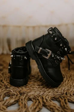 Online Dziecięce Botki Ocieplane Futerkiem Czarne Flossie Dzieci Dziewczęce