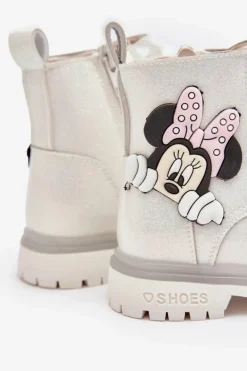 Clearance Boto Dziecięce Botki Ocieplane Myszka Minnie Białe Tarmi