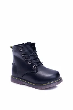 Dziewczęce>Boto Dziecięce Botki Ocieplane Futerkiem Trapery Czarne Ferrero