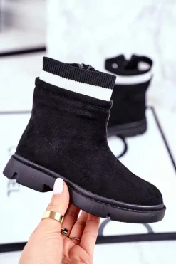 Clearance Boto Dziecięce Botki Ocieplane Sztyblety Czarne Pinko