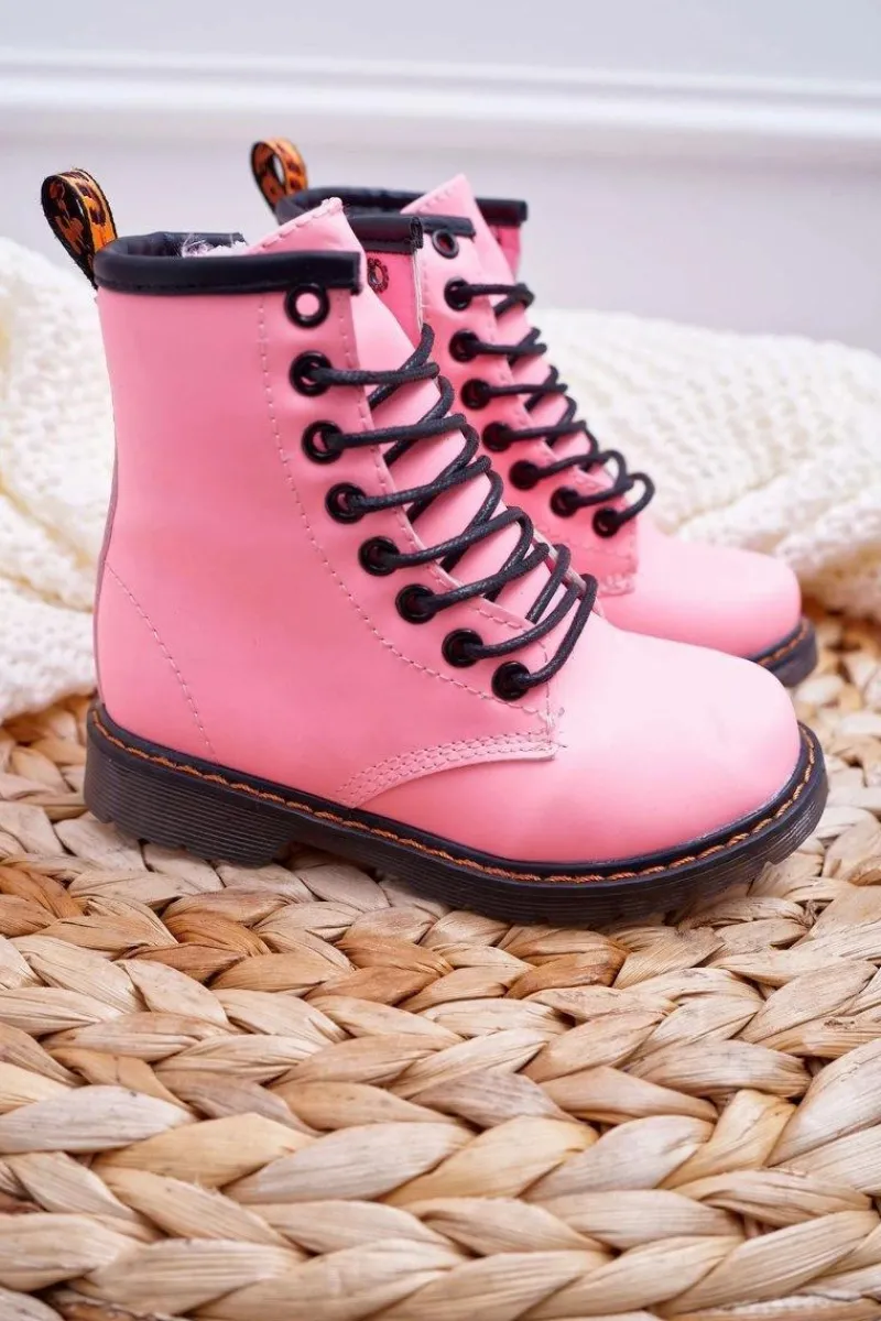 Sale Boto Dziecięce Botki Ocieplane z Suwakiem Fosforyzujące Różowe Gabby