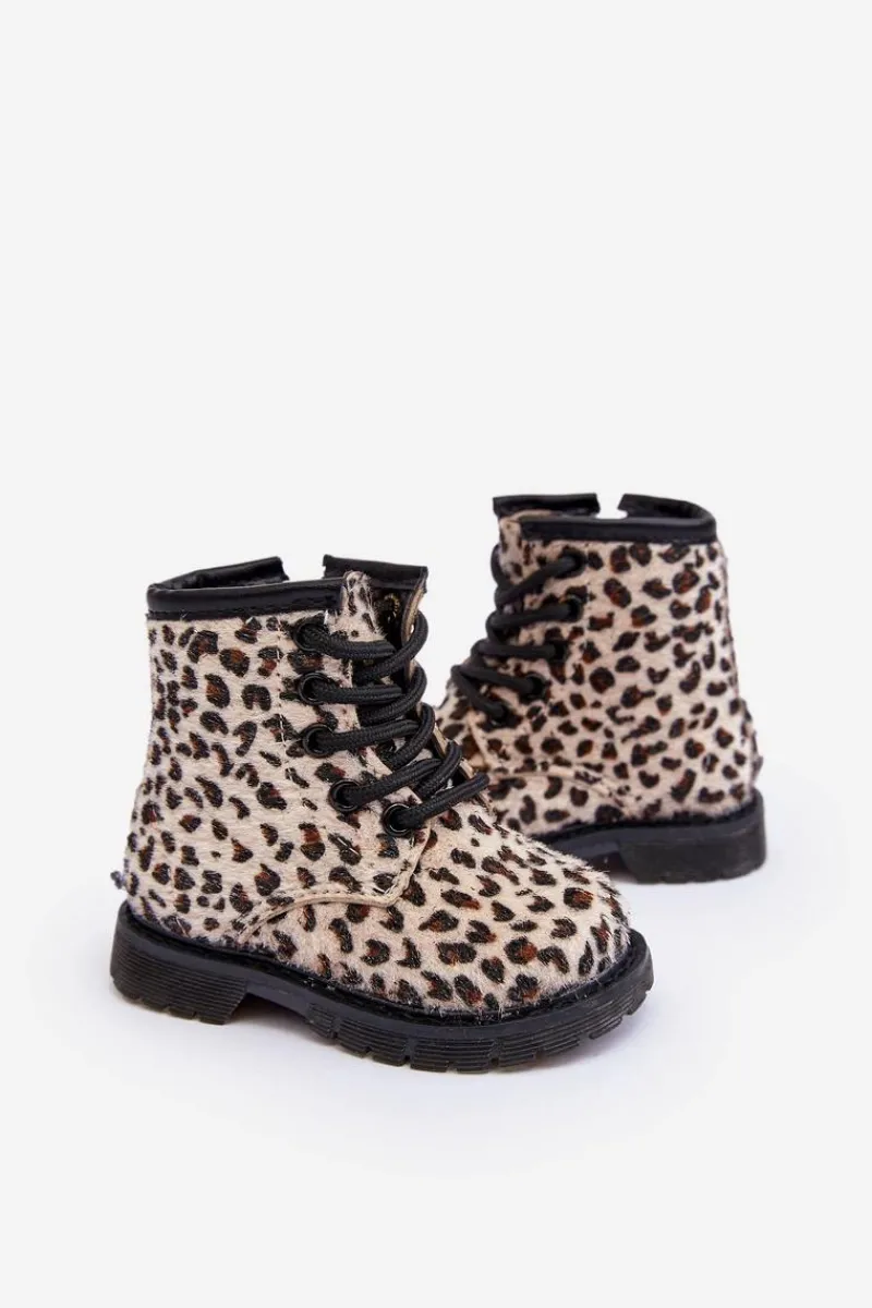 Outlet Dziecięce Botki Ocieplane z Suwakiem Beżowe Goopy Dzieci Chłopięce|Dziewczęce