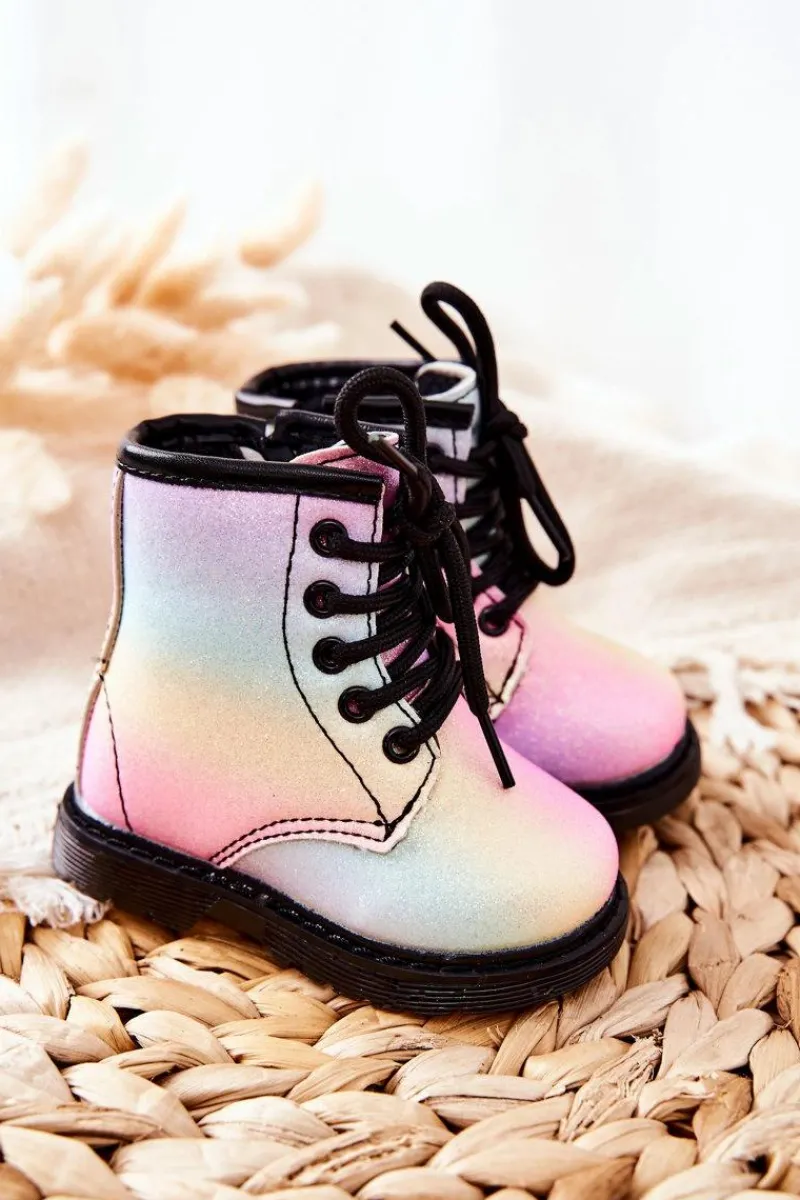 Chłopięce|Dziewczęce>Boto Dziecięce Botki Ocieplane z Suwakiem Pastelowe Goopy