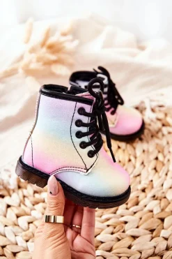 Chłopięce|Dziewczęce>Boto Dziecięce Botki Ocieplane z Suwakiem Pastelowe Goopy