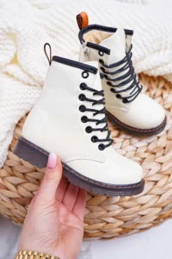 Dziewczęce>Boto Dziecięce Botki Ocieplane z Suwakiem Fosforyzujące Białe Gabby