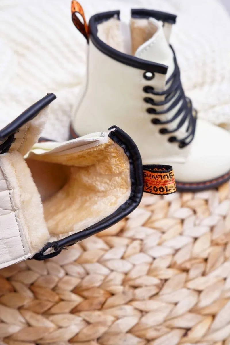 Dziewczęce>Boto Dziecięce Botki Ocieplane z Suwakiem Fosforyzujące Białe Gabby