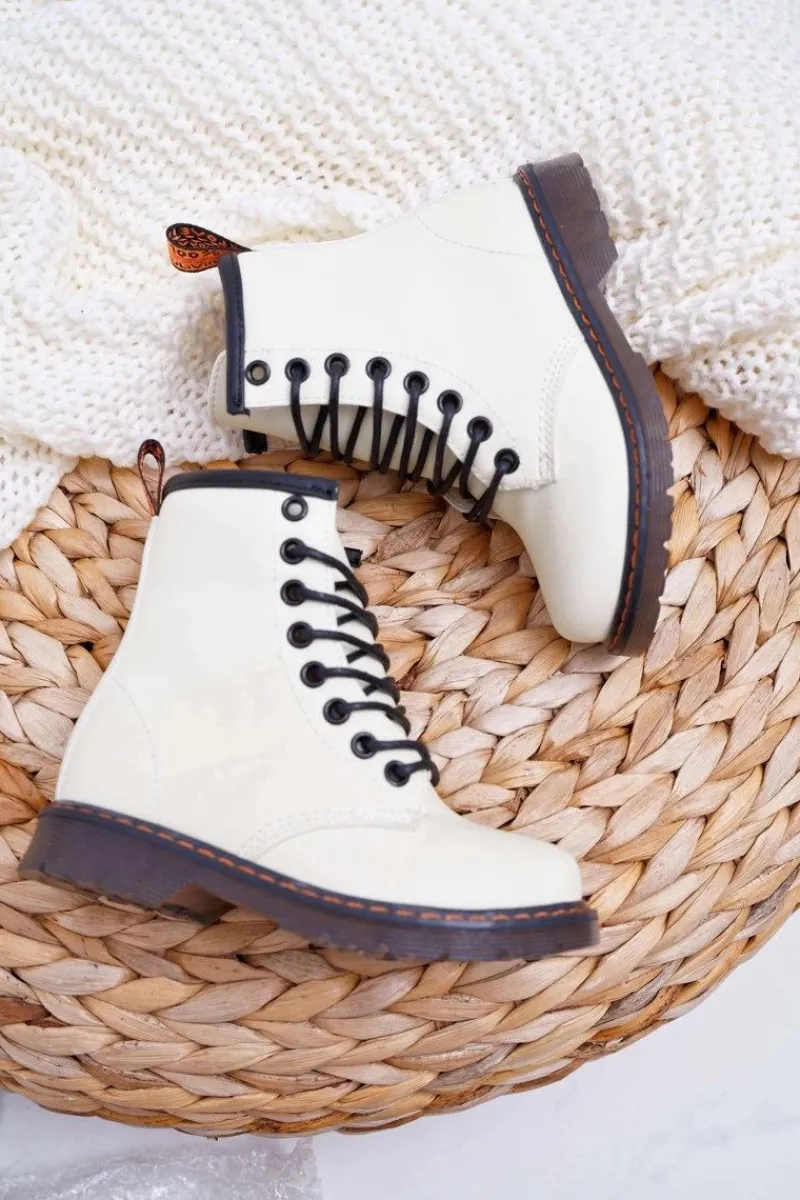 Dziewczęce>Boto Dziecięce Botki Ocieplane z Suwakiem Fosforyzujące Białe Gabby