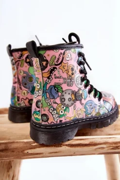 Sale Boto Dziecięce Botki Ocieplane Print Różowe Dexi