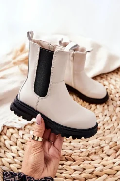 Dziewczęce>Boto Dziecięce Botki Ocieplane Beżowe Alanya