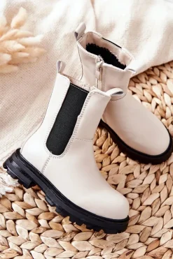 Dziewczęce>Boto Dziecięce Botki Ocieplane Beżowe Alanya