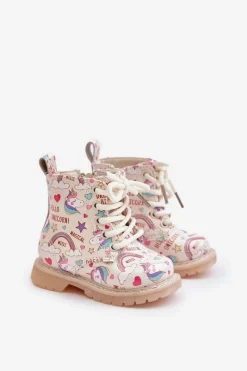 Outlet Boto Dziecięce Botki Ocieplane Z Suwakiem Jednorożce Beżowe Tiptop Beżowy