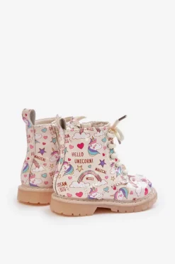 Outlet Boto Dziecięce Botki Ocieplane Z Suwakiem Jednorożce Beżowe Tiptop Beżowy