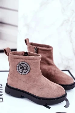 Dziewczęce>Boto Dziecięce Botki Ocieplane Sztyblety Beżowe Alvin