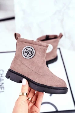 Dziewczęce>Boto Dziecięce Botki Ocieplane Sztyblety Beżowe Alvin