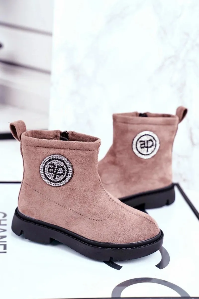 Dziewczęce>Boto Dziecięce Botki Ocieplane Sztyblety Beżowe Alvin