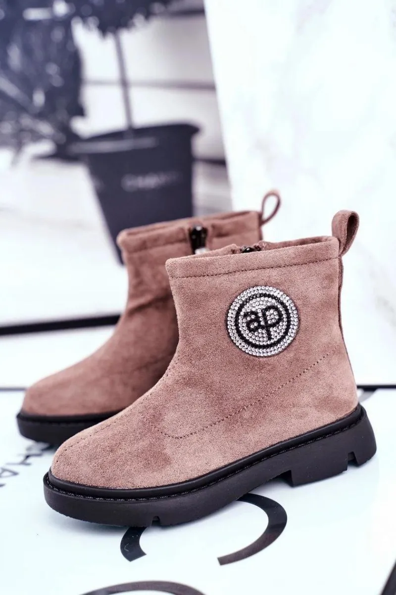 Dziewczęce>Boto Dziecięce Botki Ocieplane Sztyblety Beżowe Alvin