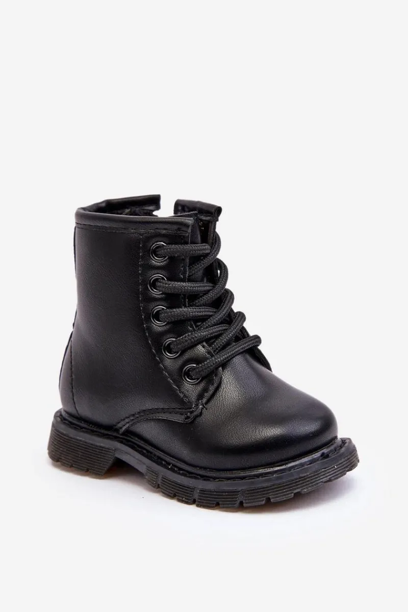 Online Boto Dziecięce Botki Skórzane Z Suwakiem Czarne Omua Czarny