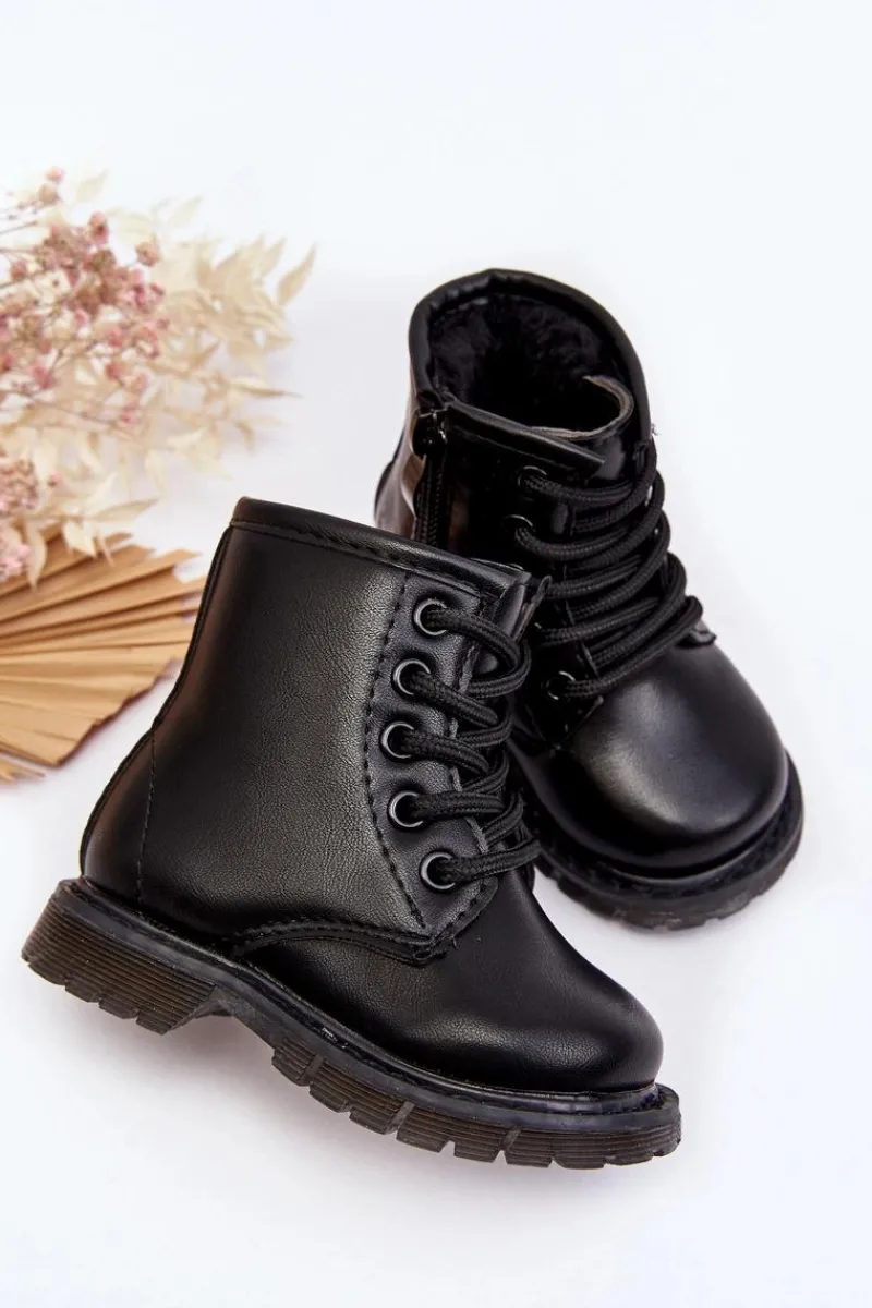 Online Boto Dziecięce Botki Skórzane Z Suwakiem Czarne Omua Czarny