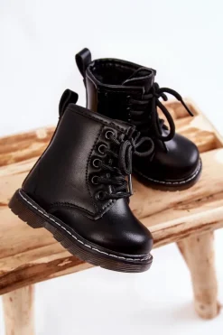 Online Boto Dziecięce Botki Skórzane Z Suwakiem Czarne Omua Czarny