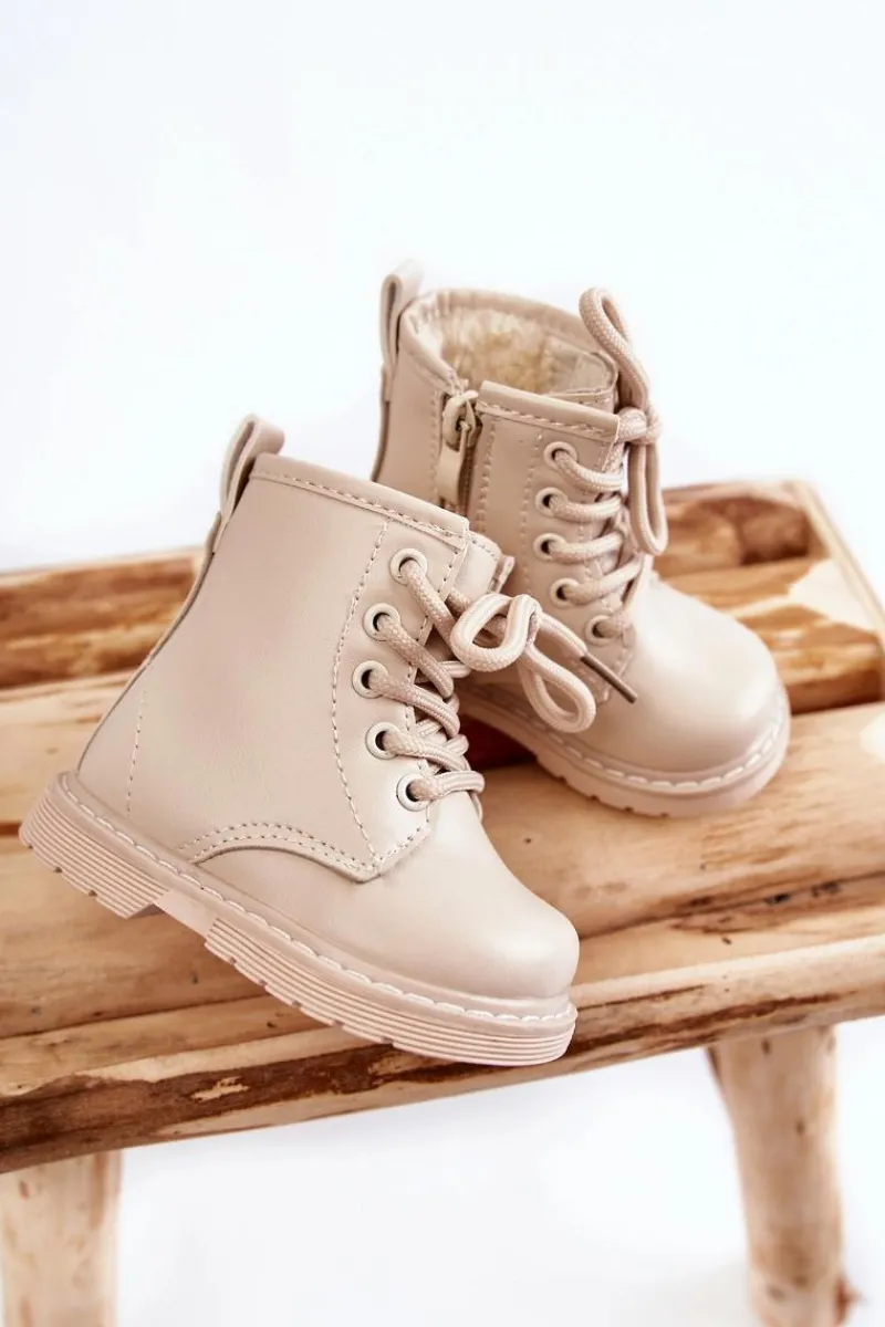 Sale Boto Dziecięce Botki Skórzane Z Suwakiem Beżowe Omua Beżowy