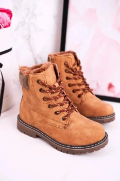 Chłopięce|Dziewczęce>Boto Dziecięce Botki Traperki Ocieplone Futerkiem Camel London