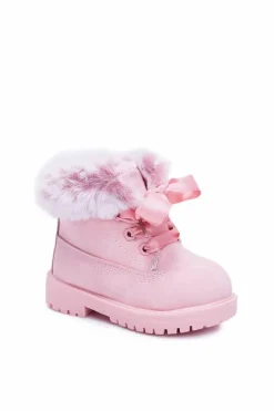 Dziecięce Botki Traperki Ocieplone Futerkiem Różowe Tesoro Dzieci Chłopięce