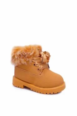 Best Boto Dziecięce Botki Traperki Ocieplone Futerkiem Camel Tesoro Brązowy