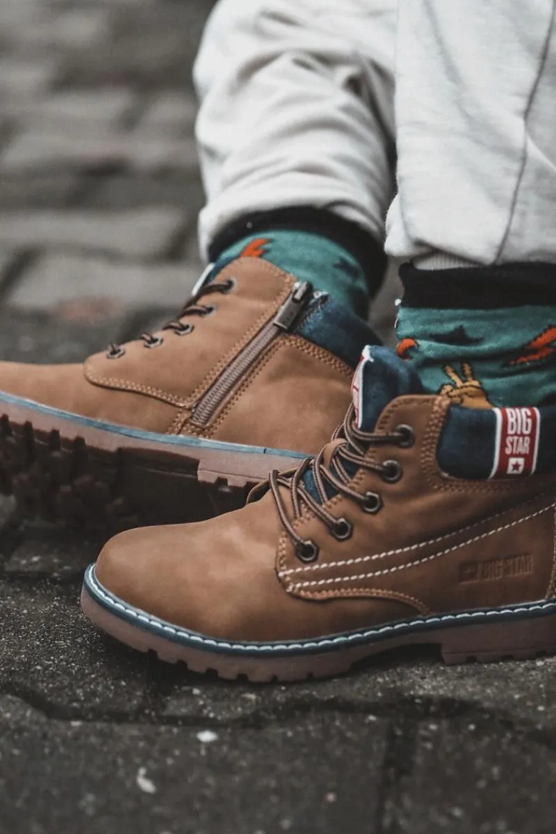 Hot Big Star Shoes Dziecięce Botki Trapery Big Star KK374130 Camel