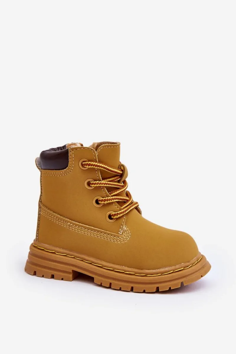 Clearance Dziecięce Botki Trapery Na Suwak Camel Bansi Dzieci Dziewczęce