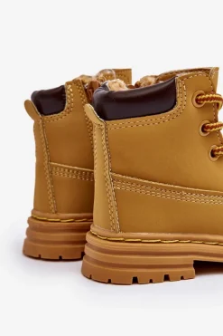 Clearance Dziecięce Botki Trapery Na Suwak Camel Bansi Dzieci Dziewczęce