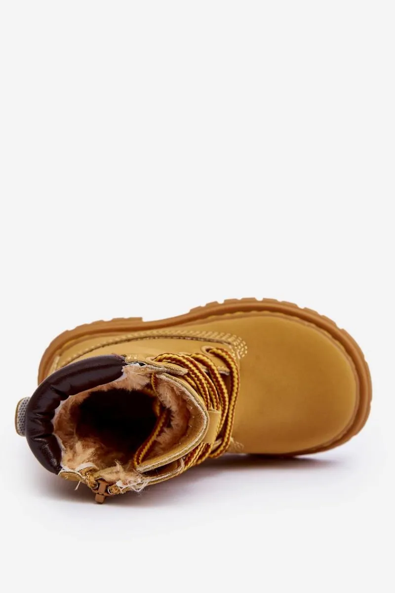 Clearance Dziecięce Botki Trapery Na Suwak Camel Bansi Dzieci Dziewczęce