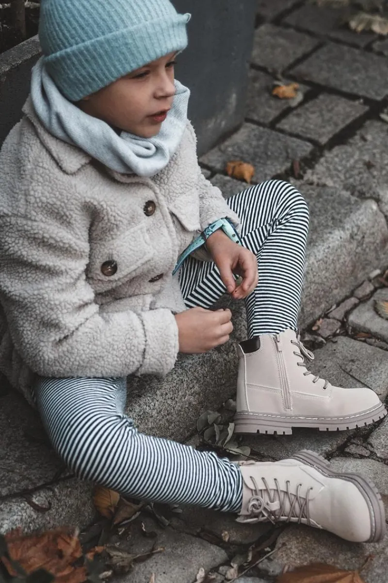 Dziewczęce>Boto Dziecięce Botki Trapery Na Suwak Beżowe Bansi