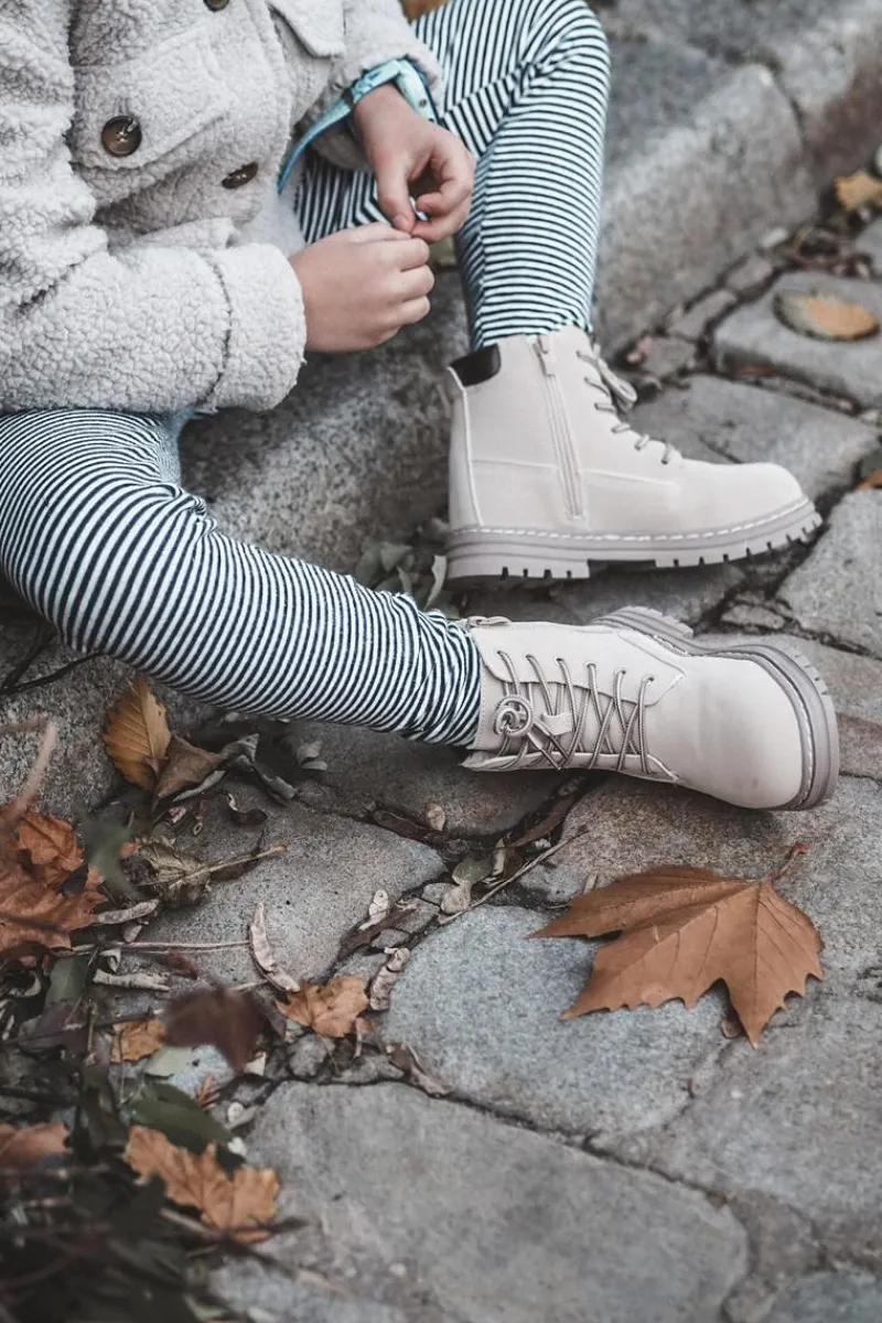 Dziewczęce>Boto Dziecięce Botki Trapery Na Suwak Beżowe Bansi