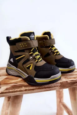 Sale Dziecięce Botki Trapery Ocieplane Wełną Khaki Marco Dzieci Chłopięce