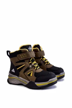 Sale Dziecięce Botki Trapery Ocieplane Wełną Khaki Marco Dzieci Chłopięce