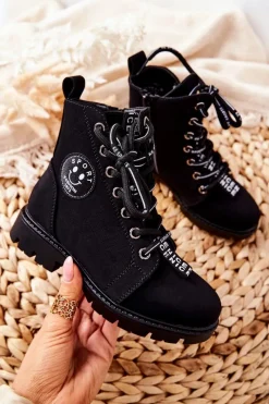 Chłopięce|Dziewczęce>Buty damskie Vinceza Dziecięce Botki Workery Czarne Mini Aspen