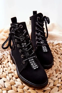 Chłopięce|Dziewczęce></noscript>Buty damskie Vinceza Dziecięce Botki Workery Czarne Mini Aspen