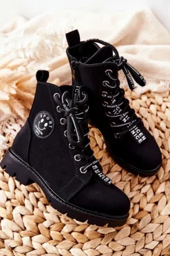 Chłopięce|Dziewczęce></noscript>Buty damskie Vinceza Dziecięce Botki Workery Czarne Mini Aspen