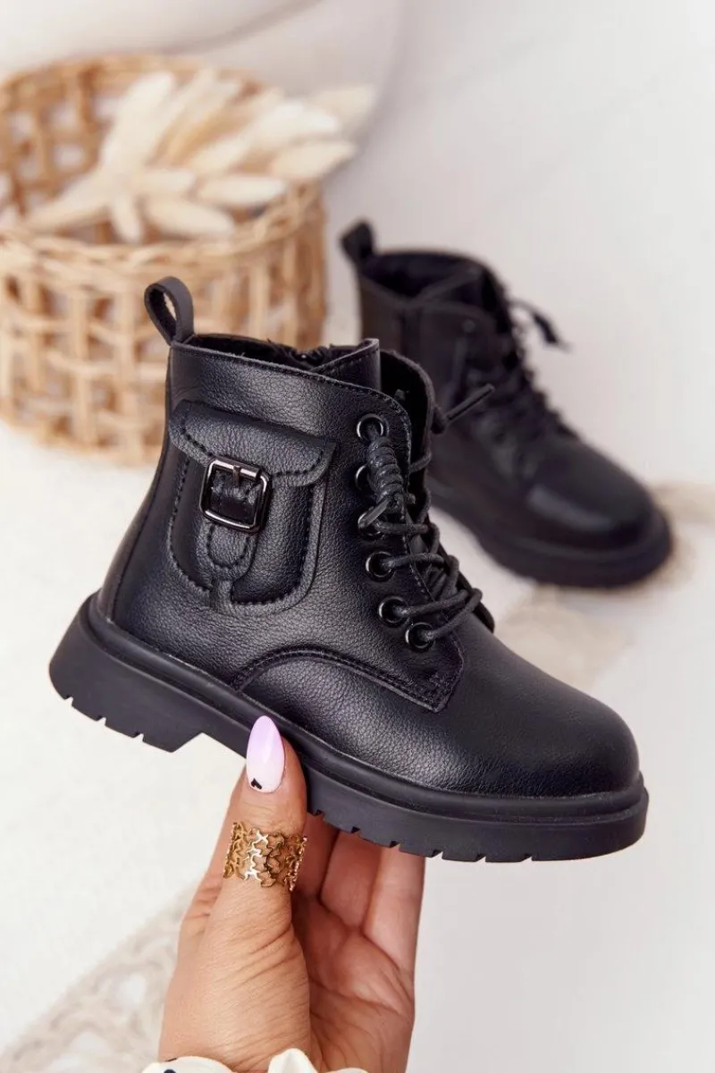 Dziewczęce>Boto Dziecięce Botki Z Kieszonką Czarne TikTok