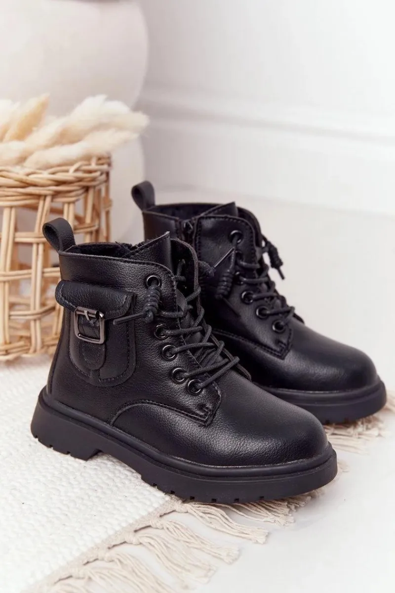 Dziewczęce>Boto Dziecięce Botki Z Kieszonką Czarne TikTok