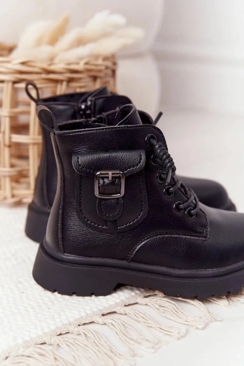 Dziewczęce>Boto Dziecięce Botki Z Kieszonką Czarne TikTok